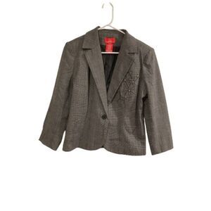 Oscar by Oscar De La Renta Women's Petite Houndstooth Gray Blazer -‎ 10P